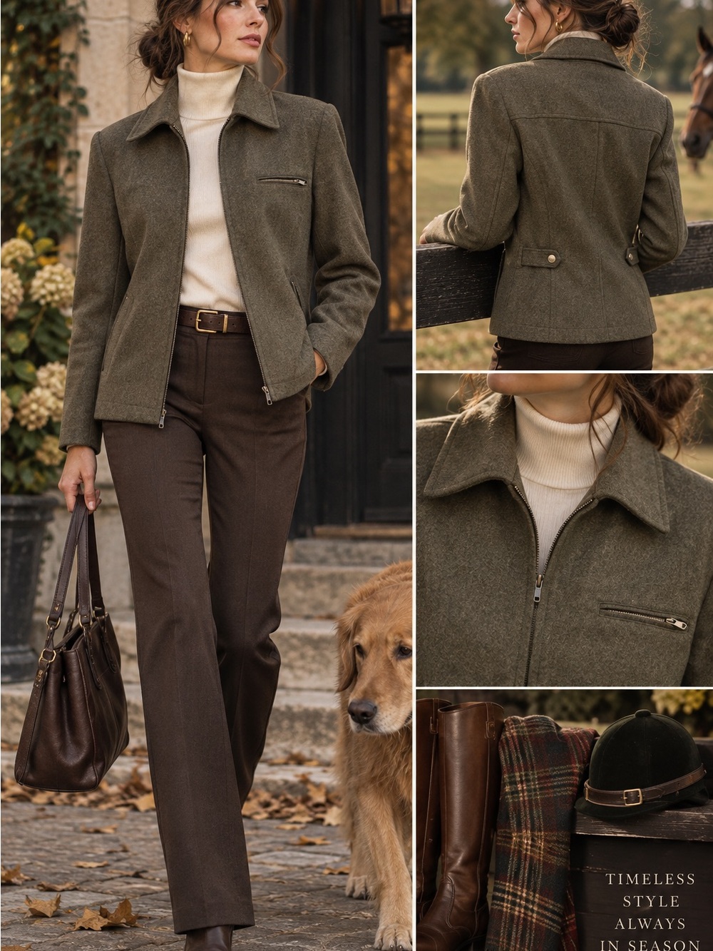 Vintage Evan Picone Olive Wool Jacket 14 Equestrian Heritage Old Money